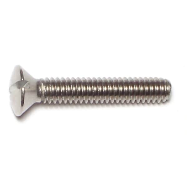 Midwest Fastener 1/4"-20 x 1-1/2 in Slotted Oval Machine Screw, Plain 18-8 Stainless Steel, 10 PK 63417 - main